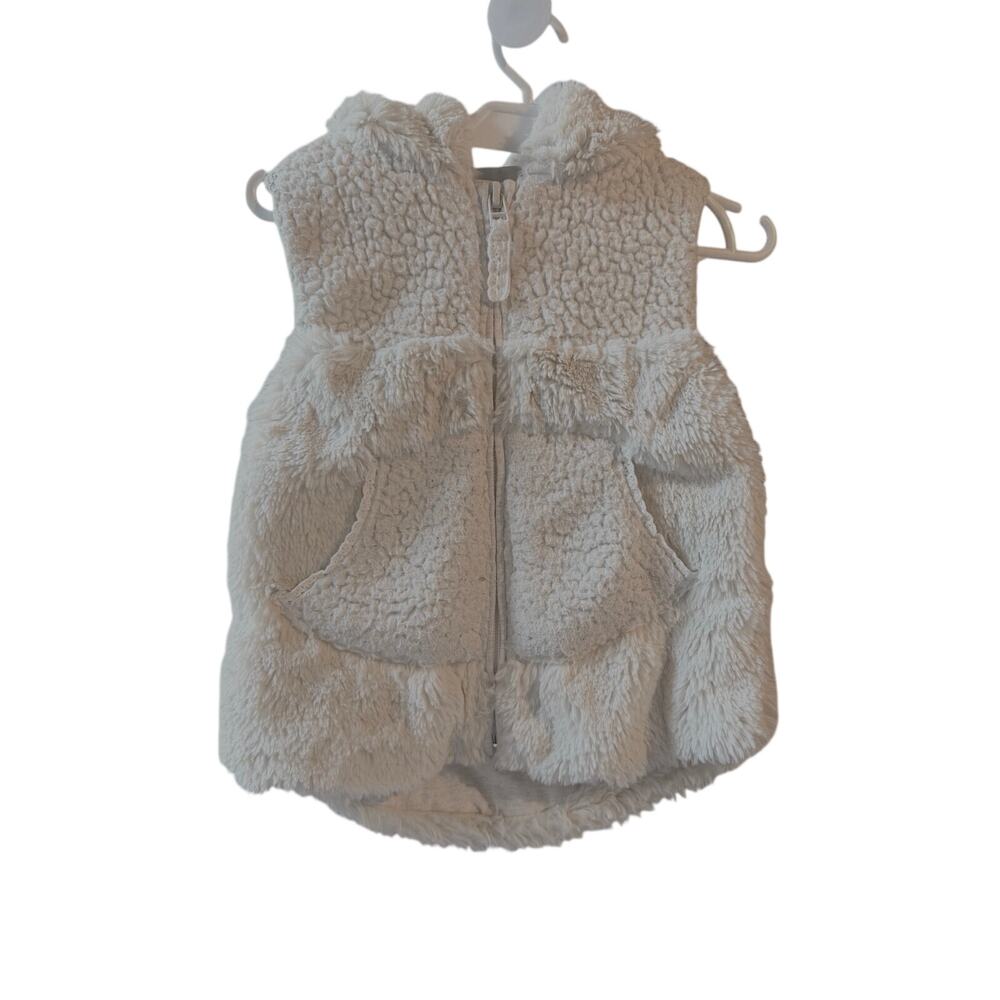 Next Cream Fuzzy Hooded Vest - 1 1/2 to 2 Years - Cute!